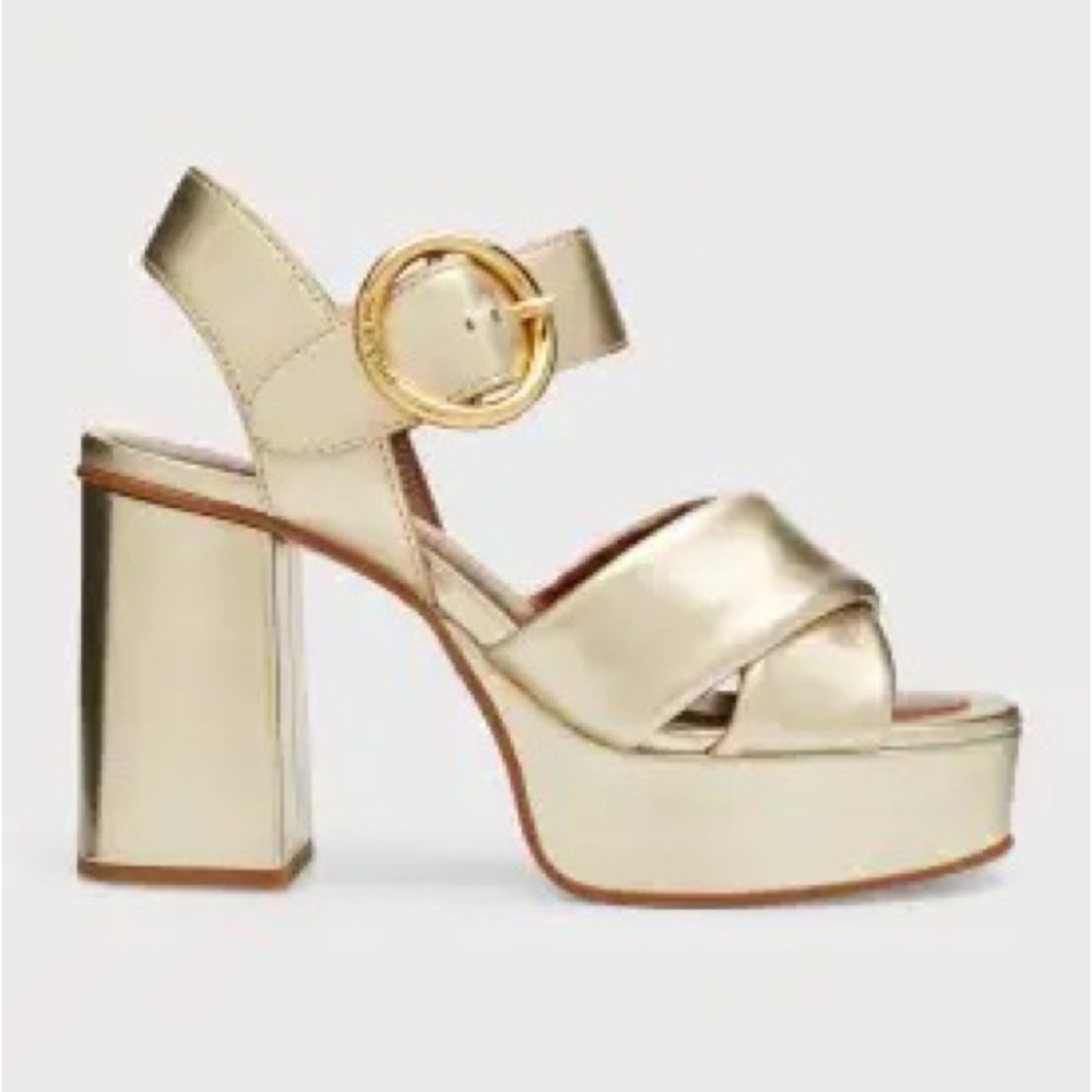 See any Chloe wrap gold heels size 39